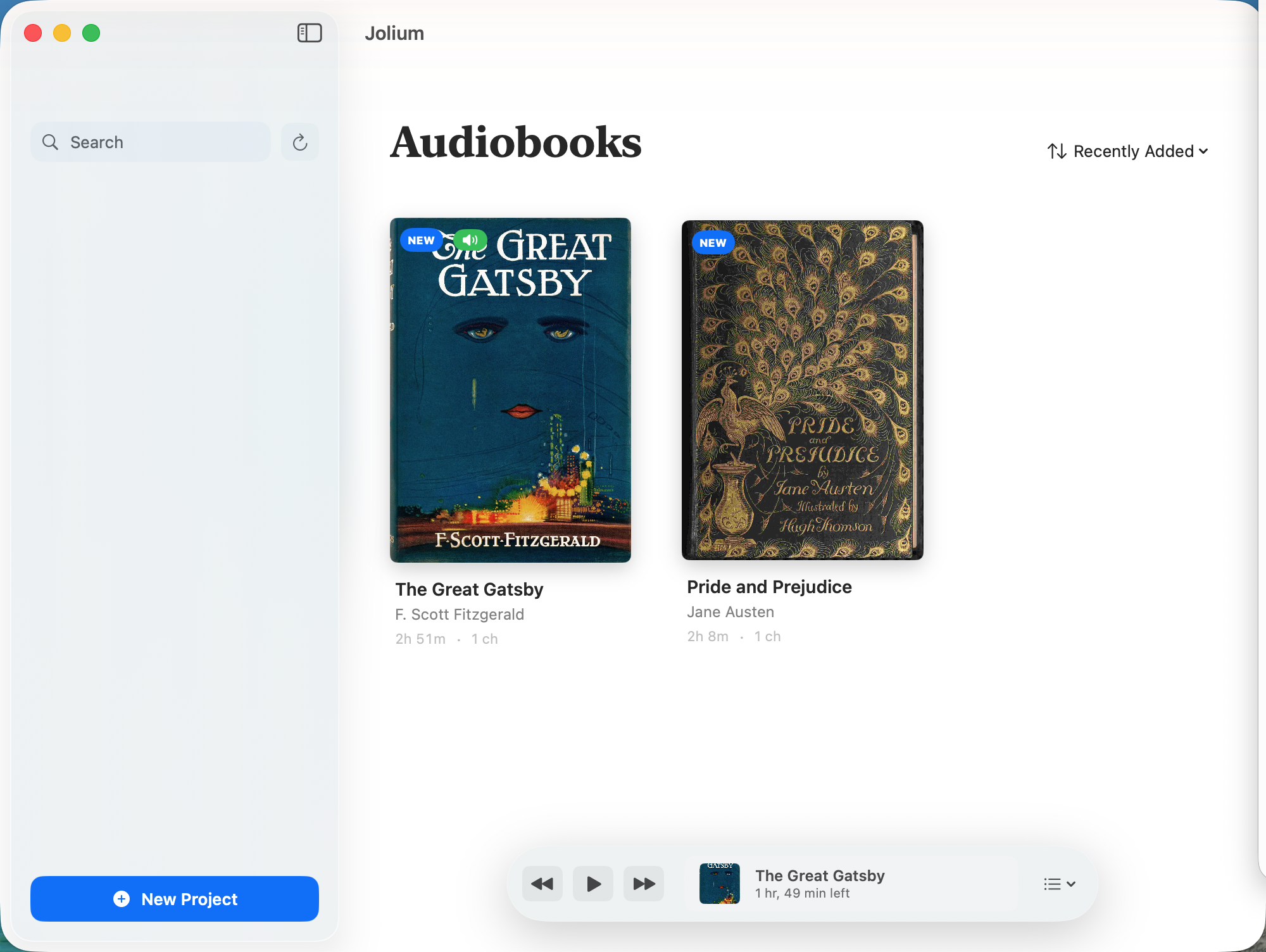 Jolium audiobook library