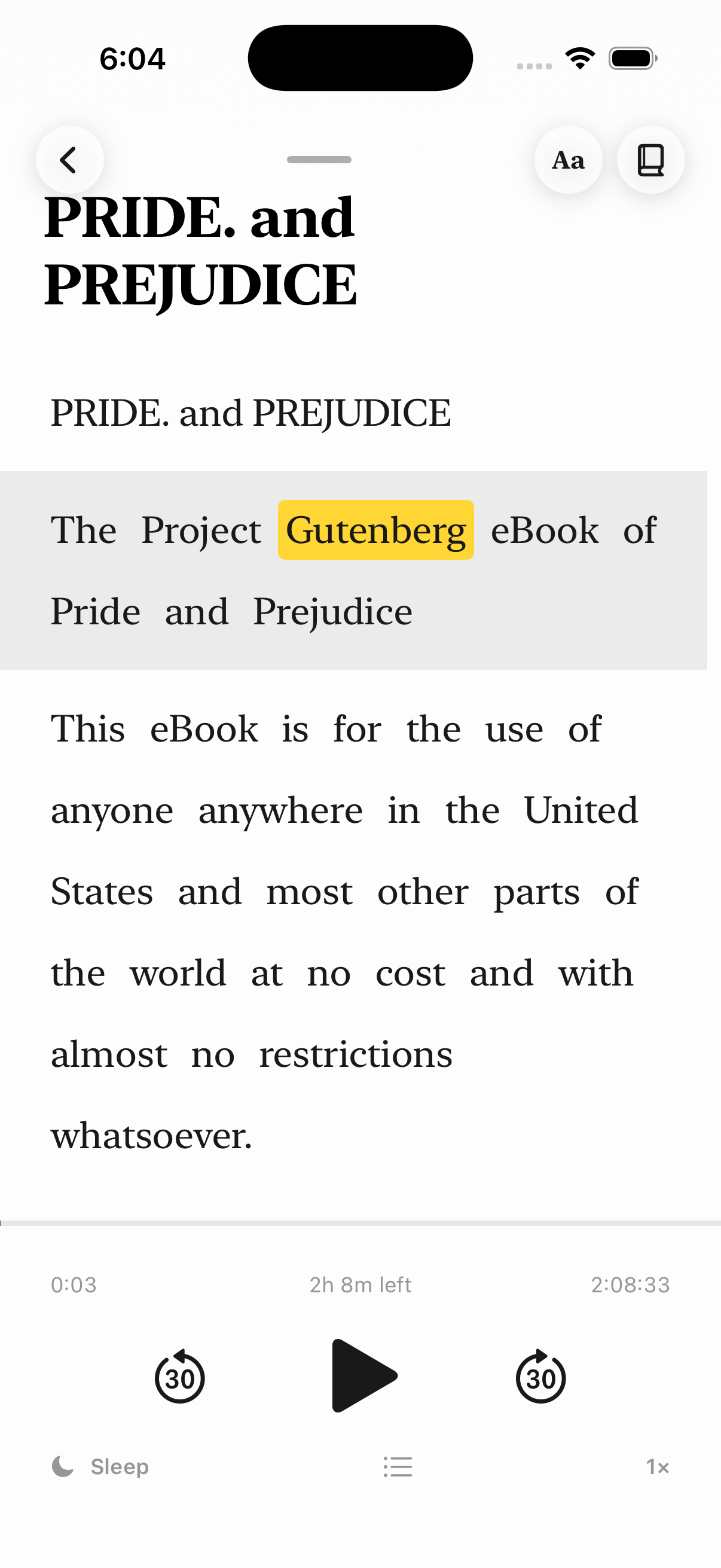 BooksApp reader with word highlighting